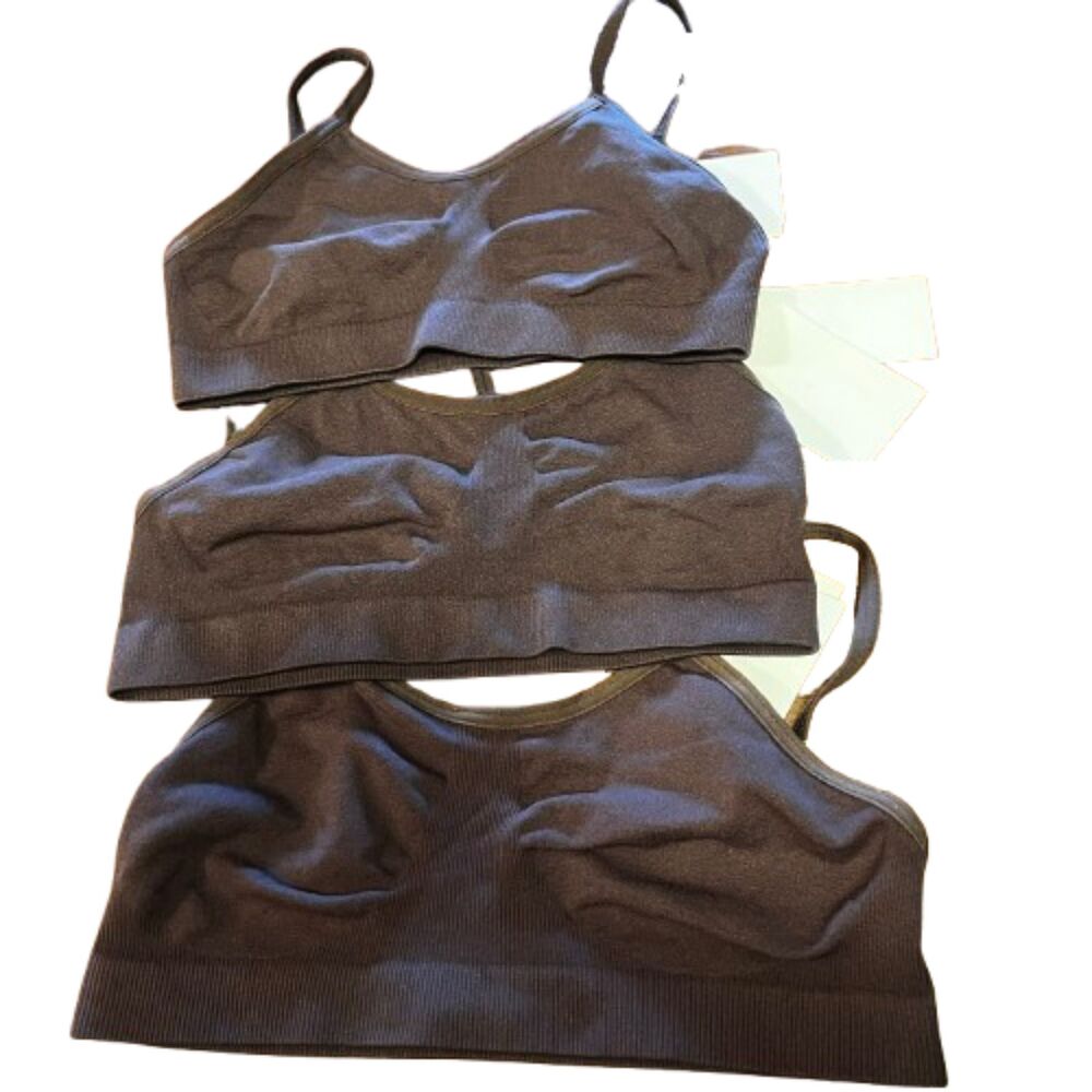 NWT Nordstrom Girl's Brown Seamless Bra Set of 3 Size S (7/8)